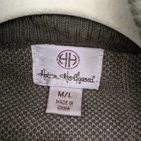 Olive Plaid Knit Button Cape by Hot in Hollywood - Picture 3 of 9